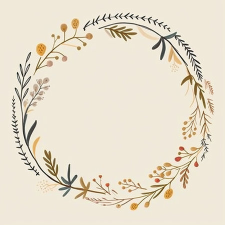 Hand drawn floral wreath. vector illustration. Perfect for invitations and greeting cards. Scrapbooking gentle doodle frame, handmade thin illustration, pastel colorsの素材