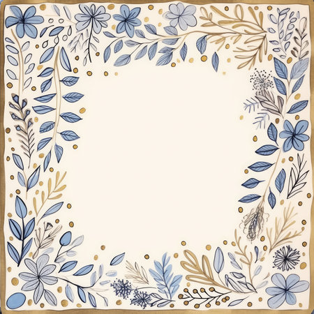 Hand drawn floral frame on paper background. hand drawn vector illustration. Scrapbooking gentle doodle frame, handmade thin illustration, pastel colorsの素材