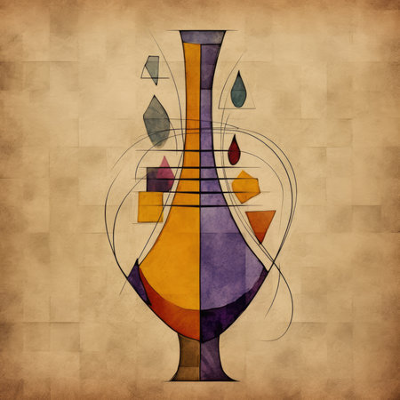 Illustration of a vase with water drops on a grunge background, abstract geometric painting, poster, watercolor, picasso, wall art, retro classic clipartの素材