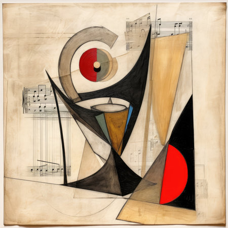 abstract color design on old paper with space for text or image, abstract geometric painting, poster, watercolor, picasso, wall art, retro classic clipartの素材