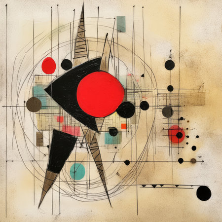 Abstract background with geometric elements. Watercolor and ink drawn illustration, abstract geometric painting, poster, watercolor, picasso, wall art, retro classic clipartの素材