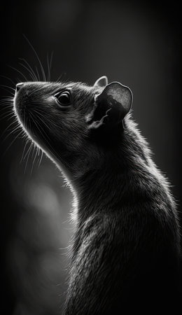 rat mouse macro close portrait studio silhouette photo black white backlit motion contour tattoo pet artの素材