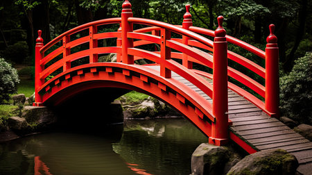 japan zen bridge landscape panorama view photography Sakura flowers pagoda peace silence tower wall art posterの素材