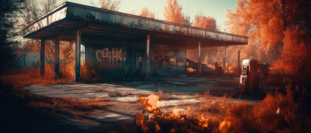 retro car muscle isolated post apocalypse landscape game wallpaper photo art illustration rust wall artの素材