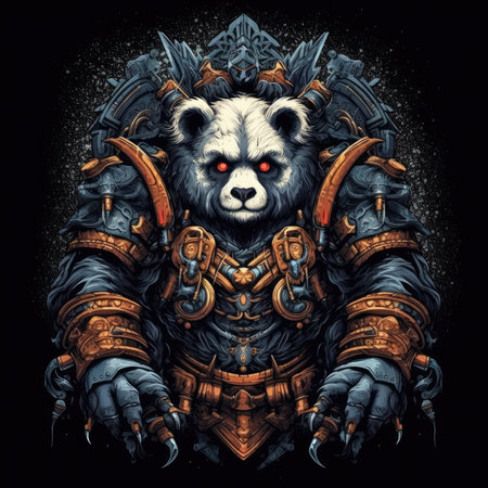 panda warrior warhammer tshirt design mockup printable cover tattoo isolated vector illustration artwork wall art poster printの素材