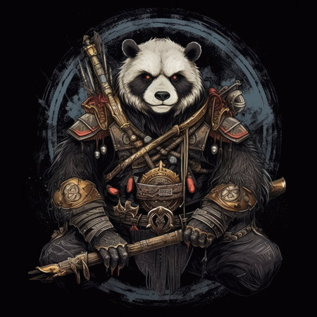 panda warrior warhammer tshirt design mockup printable cover tattoo isolated vector illustration artwork wall art poster printの素材