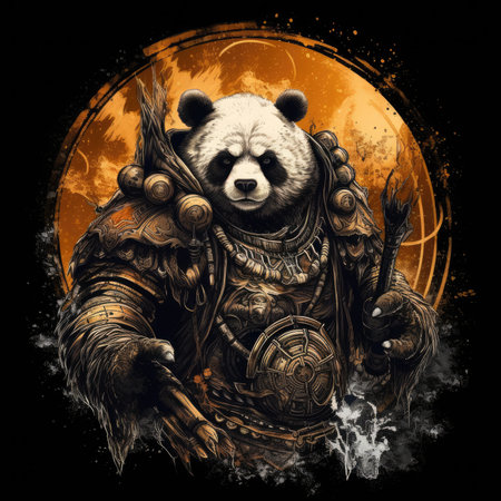 panda warrior warhammer tshirt design mockup printable cover tattoo isolated vector illustration artwork wall art poster printの素材