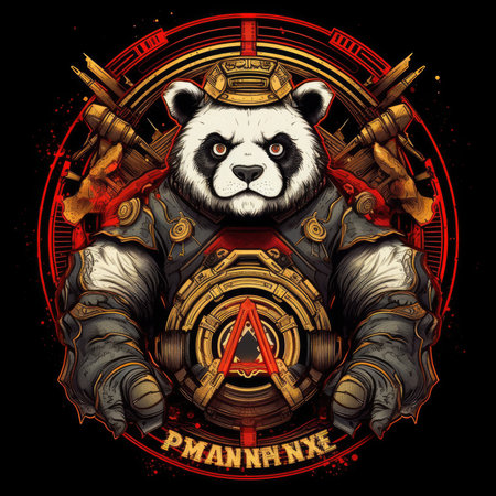 panda warrior warhammer tshirt design mockup printable cover tattoo isolated vector illustration artwork wall art poster printの素材