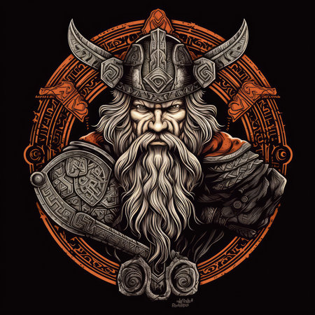 Norway viking tshirt design mockup printable cover tattoo isolated vector illustration artwork wall art poster printの素材