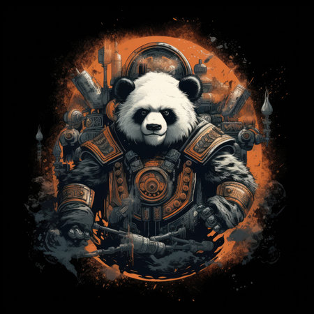 panda warrior warhammer tshirt design mockup printable cover tattoo isolated vector illustration artwork wall art poster printの素材