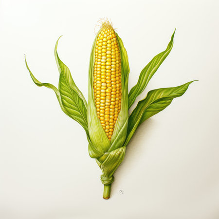 corn detailed watercolor painting fruit vegetable clipart botanical realistic illustrationの素材