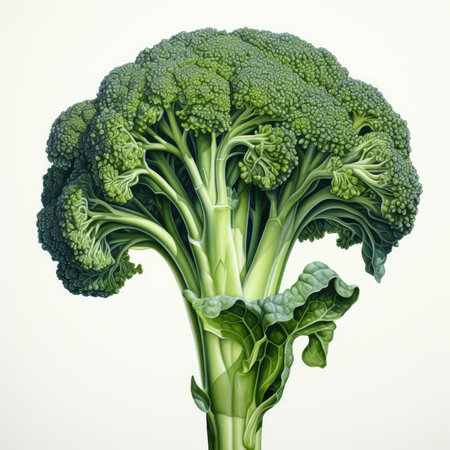 broccoli detailed watercolor painting fruit vegetable clipart botanical realistic illustrationの素材