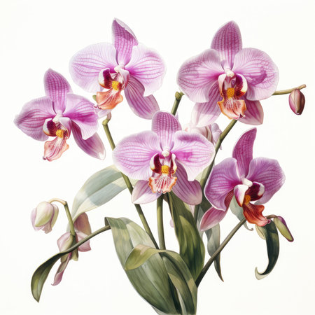 orchid detailed watercolor painting fruit vegetable clipart botanical realistic illustrationの素材