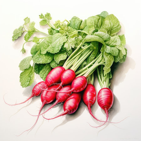 radish detailed watercolor painting fruit vegetable clipart botanical realistic illustrationの素材