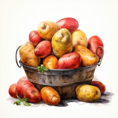 detailed potato watercolor painting fruit vegetable clipart botanical realistic illustrationの素材