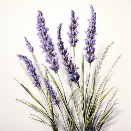 lavender detailed watercolor painting fruit vegetable clipart botanical realistic illustrationの素材