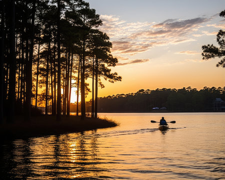 meditation boating kayak water silence freedom landscape peaceful morning rowing isolated photo poster art tattooの素材