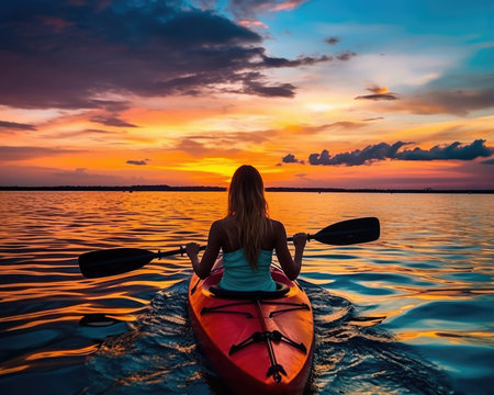 meditation boating kayak water silence freedom landscape peaceful morning rowing isolated photo poster art tattooの素材