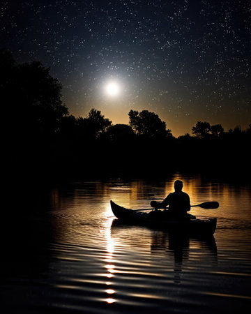 meditation boating kayak water silence freedom landscape peaceful morning rowing isolated photo poster art tattooの素材
