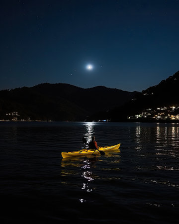 meditation boating kayak water silence freedom landscape peaceful morning rowing isolated photo poster art tattooの素材