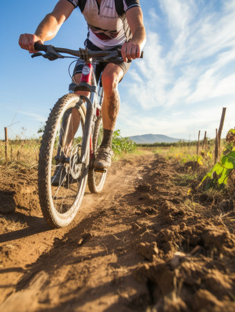 bike ride photo helm Mountains tourism searching speed extreme cycling freedom motion outdoors wall art poster coverの素材