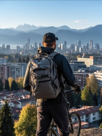 bike ride photo helm Mountains tourism searching speed extreme cycling freedom motion outdoors wall art poster coverの素材