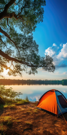 camp sunset tent tranquility grace landscape zen harmony rest calmness unity harmony photography wall art poster wallpaperの素材