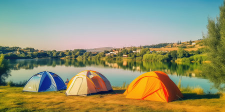 camp sunset tent tranquility grace landscape zen harmony rest calmness unity harmony photography wall art poster wallpaperの素材