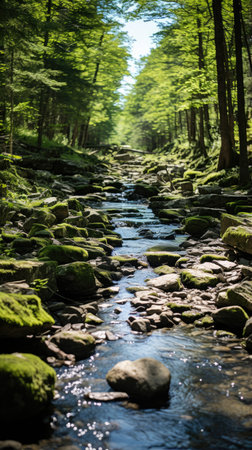 forest river silence tranquility grace landscape zen harmony rest calmness unity harmony photography wall art poster wallpaperの素材