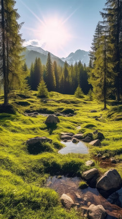 forest river silence tranquility grace landscape zen harmony rest calmness unity harmony photography wall art poster wallpaperの素材