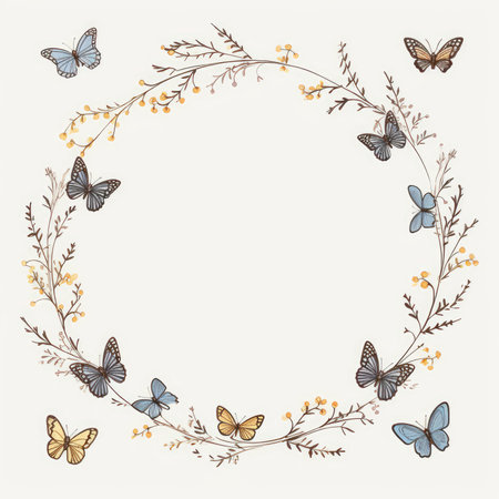 butterfly gentle scrapbooking pastel border frame pattern weeding child post card print decor poster romantic roundの素材