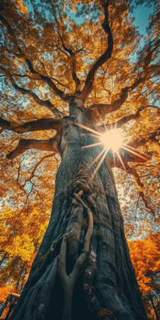 autumn orange tree falling peaceful landscape freedom scene beautiful nature wallpaper photo wall art posterの素材