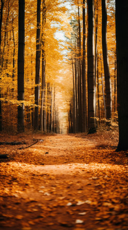 autumn orange tree falling peaceful landscape freedom scene beautiful nature wallpaper photo wall art posterの素材