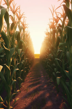 corn field sun rays peaceful landscape freedom scene beautiful nature wallpaper photo wall art posterの素材