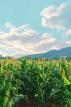 corn field sun rays peaceful landscape freedom scene beautiful nature wallpaper photo wall art posterの素材