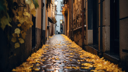 autumn orange tree falling peaceful landscape freedom scene beautiful nature wallpaper photo wall art posterの素材