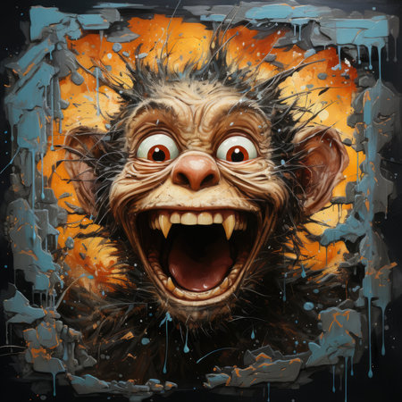 furious mad portrait expressive illustration artwork oil painted portrait sketch doodle wall art poster tattooの素材