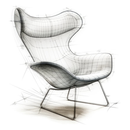 Armchair retro futuristic furniture sketch illustration hand drawing reference designer idea poster inspirationの素材