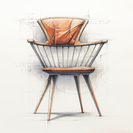 Armchair retro futuristic furniture sketch illustration hand drawing reference designer idea poster inspirationの素材