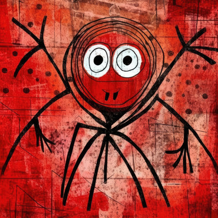 spider expressive children animal illustration painting scrapbook hand drawn artwork cartoon digital posterの素材