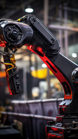 robotic arm assembly machine factory workshop sparks photo manufacturing process production posterの素材
