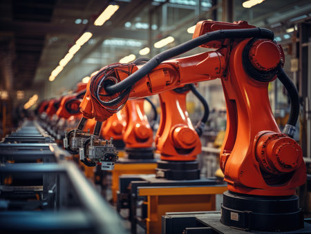 robotic arm assembly machine factory workshop sparks photo manufacturing process production posterの素材