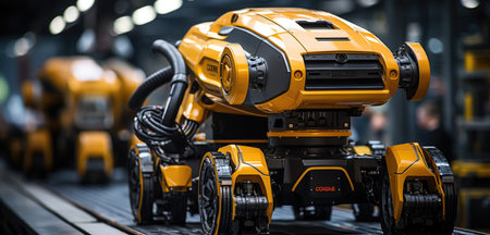 robotic arm assembly machine factory workshop sparks photo manufacturing process production posterの素材