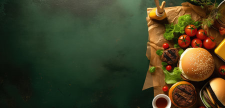 banner free space text mockup fast food top view empty professional phonography illustration posterの素材