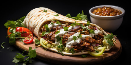 shawarma tacos professional studio food photography social media elegant fabric hot modern ad posterの素材