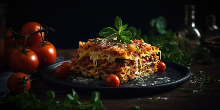 lasagna professional studio food photography social media elegant fabric hot modern ad posterの素材