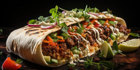 shawarma tacos professional studio food photography social media elegant fabric hot modern ad posterの素材