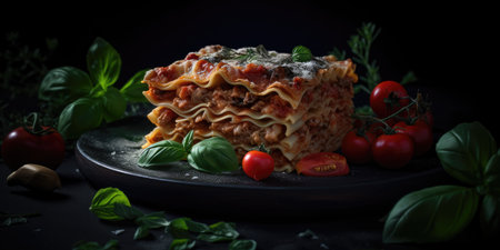 lasagna professional studio food photography social media elegant fabric hot modern ad posterの素材