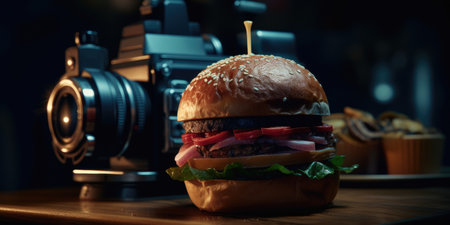 big burger cheese professional studio food photography social media elegant fabric hot modern ad posterの素材