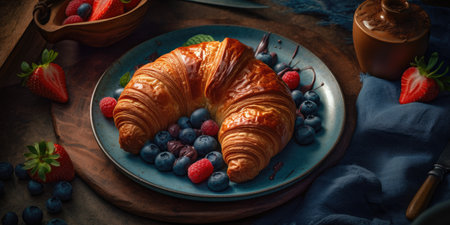 croissant berries professional studio food photography social media elegant fabric hot modern ad posterの素材